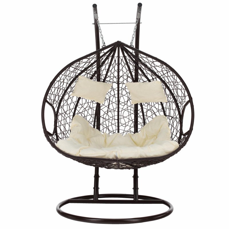 Kondela Závesné dvojkreslo, hnedá/krémová, DALVEA 2 NEW