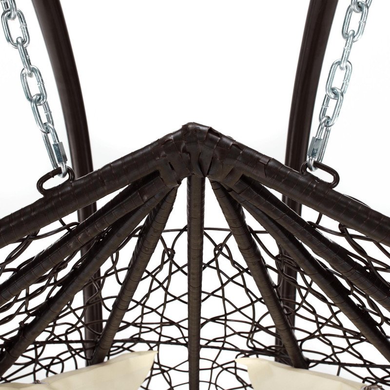 Kondela Závesné dvojkreslo, hnedá/krémová, DALVEA 2 NEW