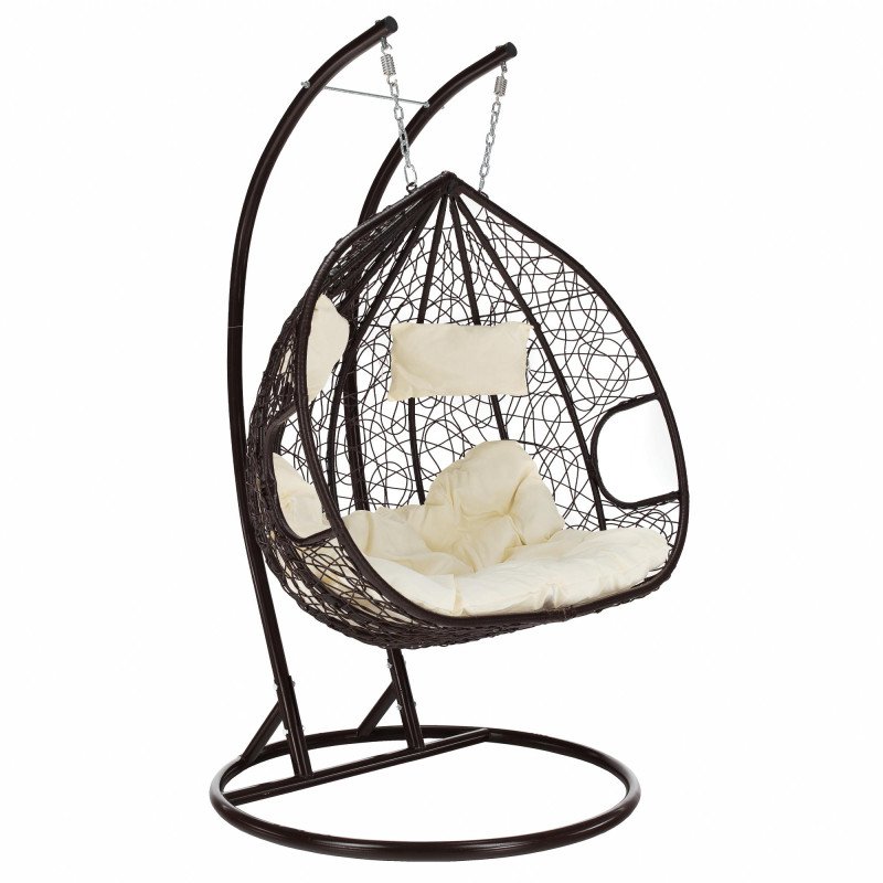 Kondela Závesné dvojkreslo, hnedá/krémová, DALVEA 2 NEW