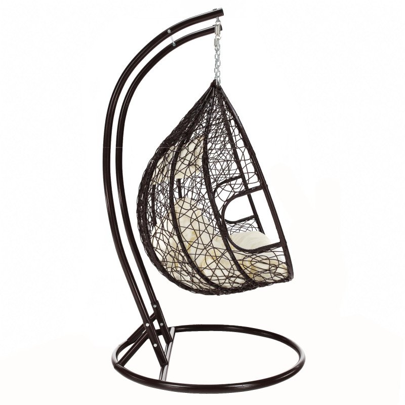 Kondela Závesné dvojkreslo, hnedá/krémová, DALVEA 2 NEW