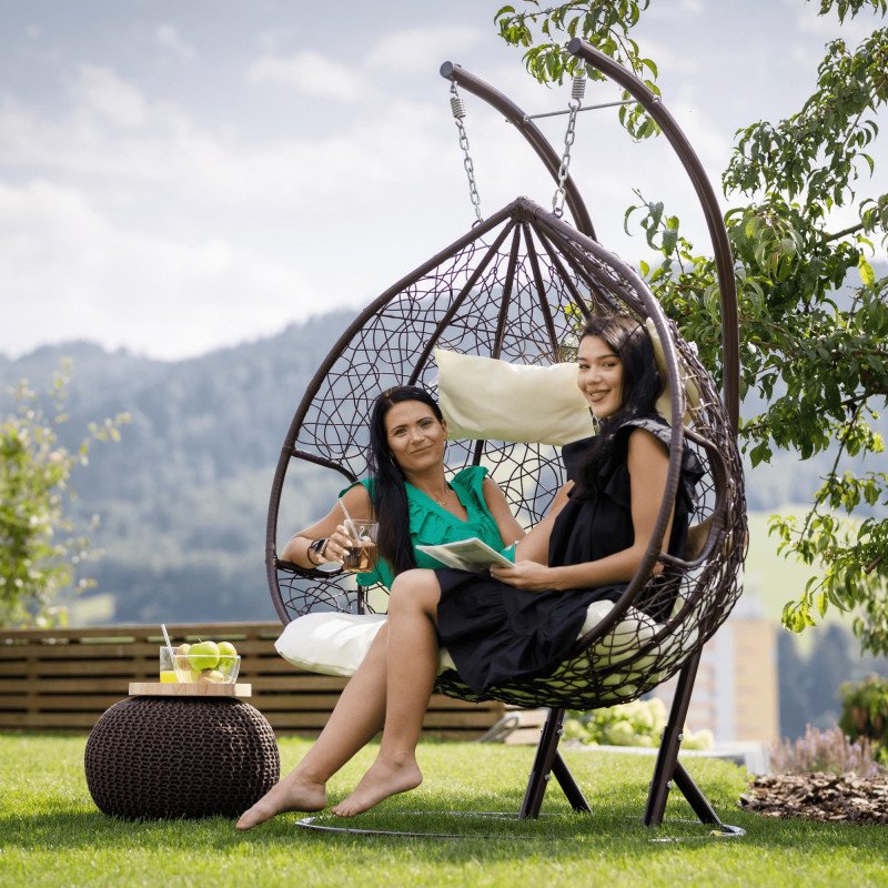 Kondela Závesné dvojkreslo, hnedá/krémová, DALVEA 2 NEW