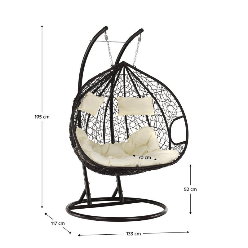 Kondela Závesné dvojkreslo, hnedá/krémová, DALVEA 2 NEW