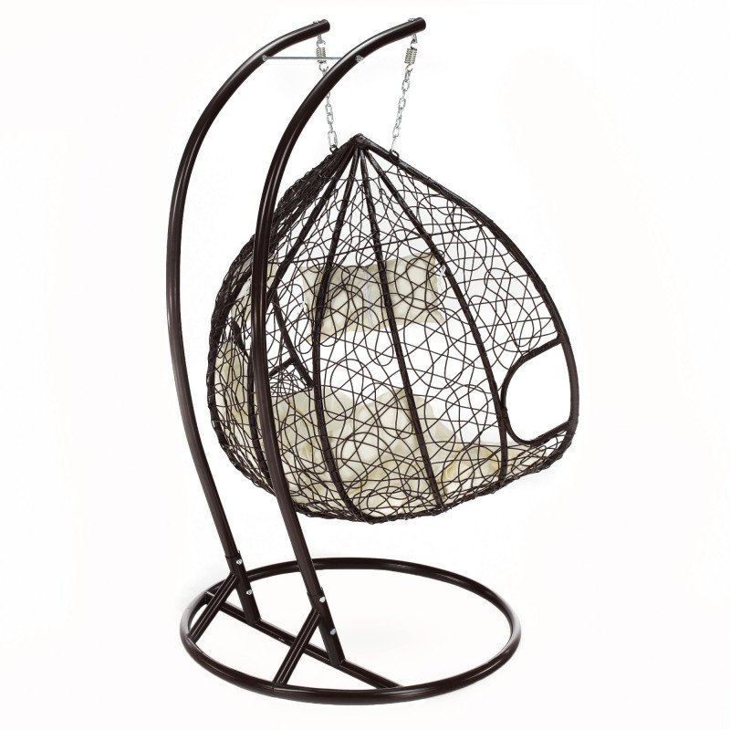 Kondela Závesné dvojkreslo, hnedá/krémová, DALVEA 2 NEW