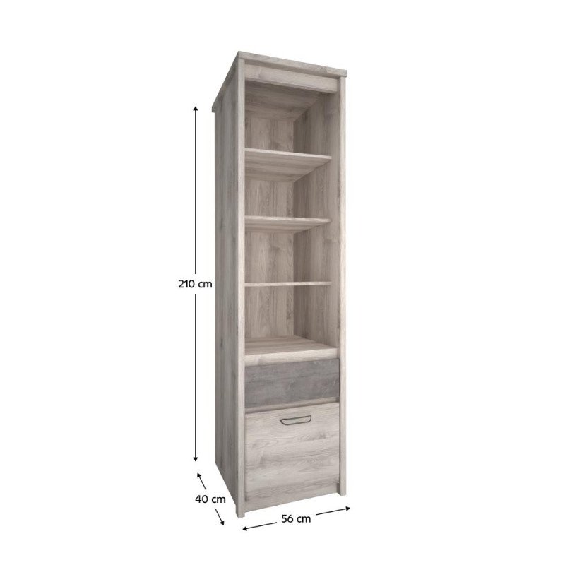 Kondela Otvorený regál 1D1S, gaštan nairobi/onyx, JESI