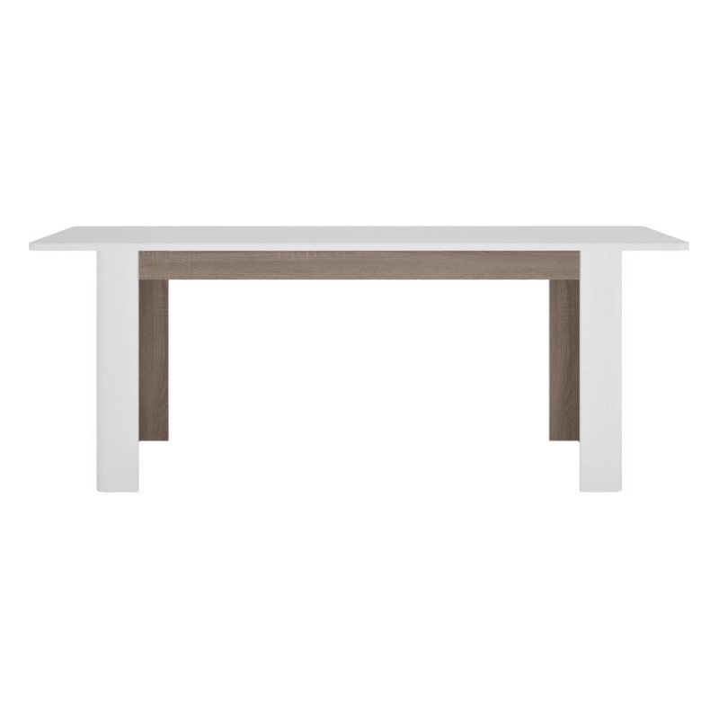 Kondela Jedálenský rozkladací stôl, biela extra vysoký lesk HG/dub sonoma tmavý truflový, 160-200x90 cm, LYNATET TYP 75