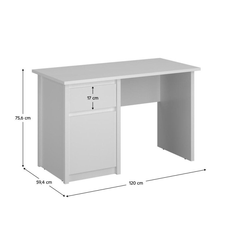Kondela PC stôl 1D1S/120, biela, ERODIN