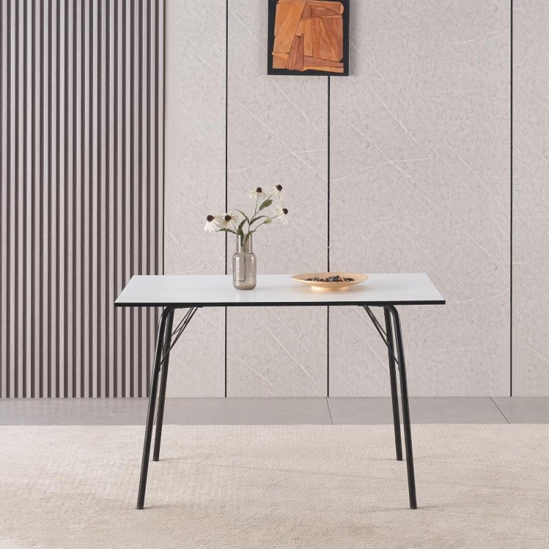Kondela Jedálenský stôl, biela/čierna, 120x75x75 cm, NALAK TYP 2