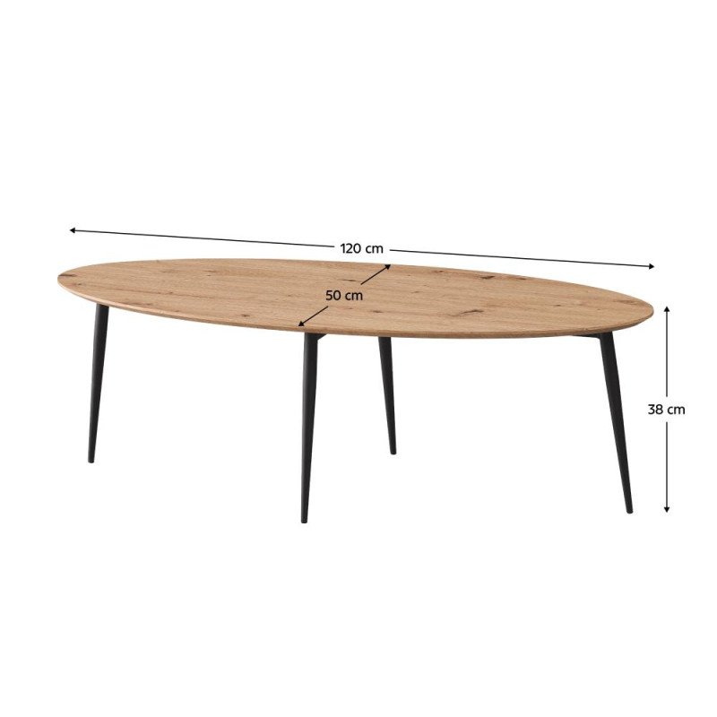 Kondela Konferenčný stolík, dub artisan/čierna, SANAM