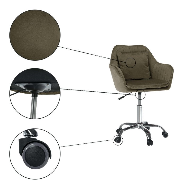 Kondela Kancelárske kreslo, sivohnedá Taupe Velvet látka/chróm, KLIAN