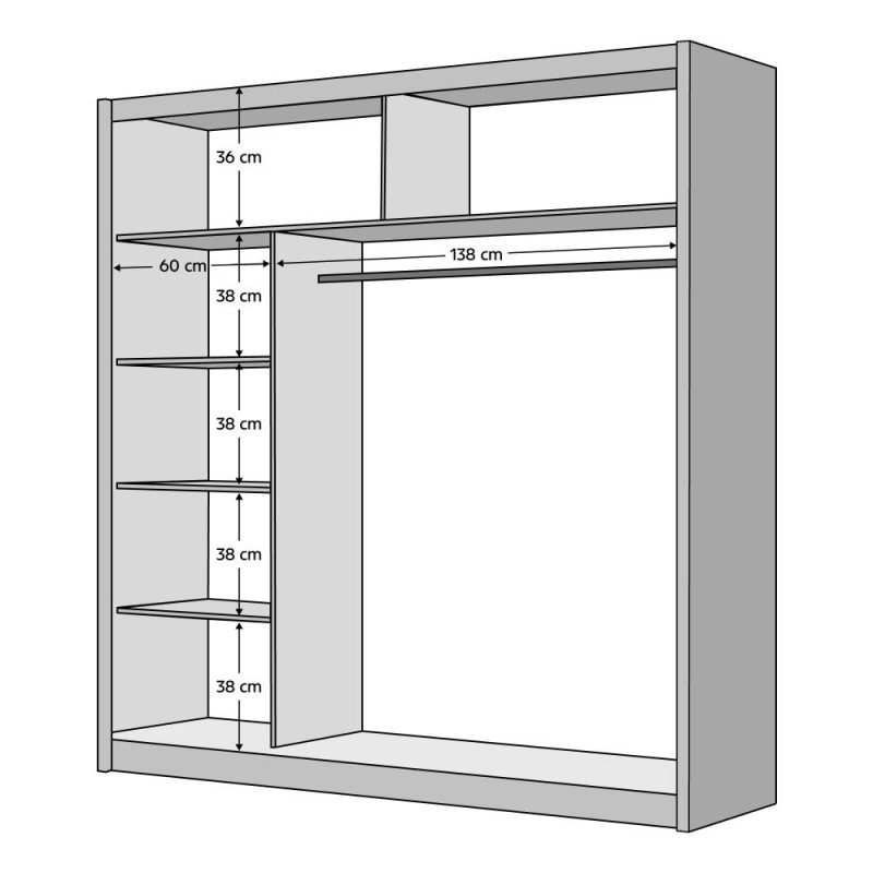 Kondela Skriňa s posuvnými dverami, biela/dub craft, 203x215 cm, LADDER