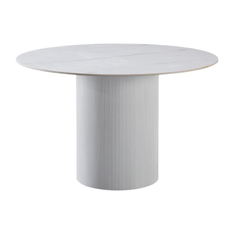 Kondela Jedálenský stôl, biely mramor/MDF, priemer 120 cm, MAHIR TYP 1