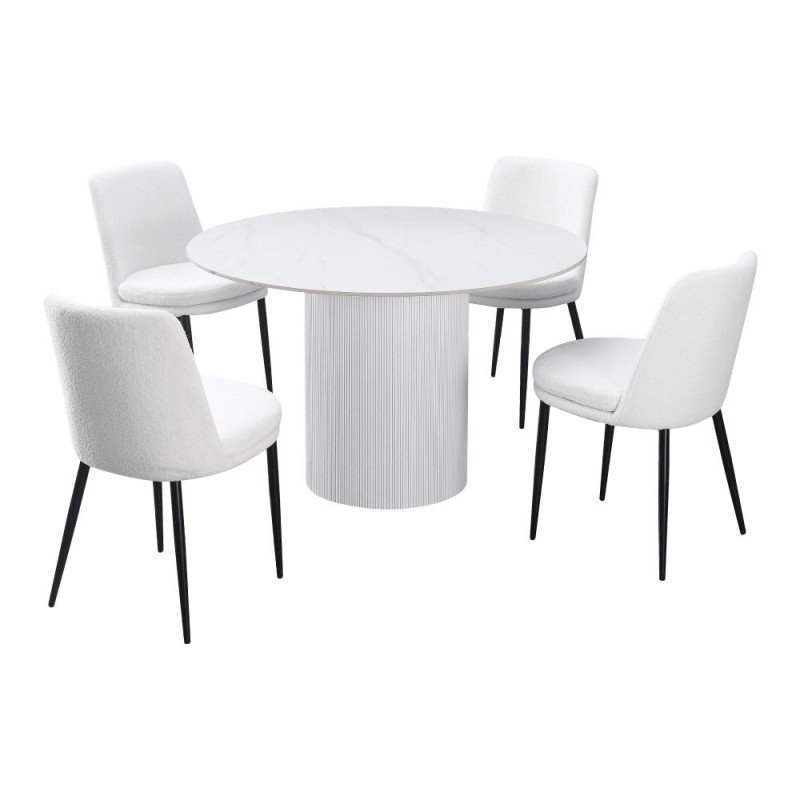 Kondela Jedálenský stôl, biely mramor/MDF, priemer 120 cm, MAHIR TYP 1