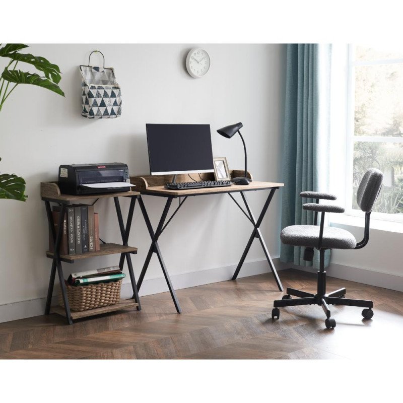 Kondela PC stôl, dub/čierna, OFIS