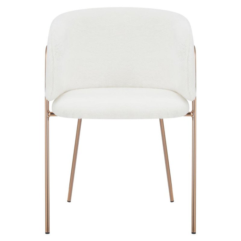 Kondela Dizajnové jedálenské kreslo, biela Ivory/rose gold chróm ružová, ADIMAR