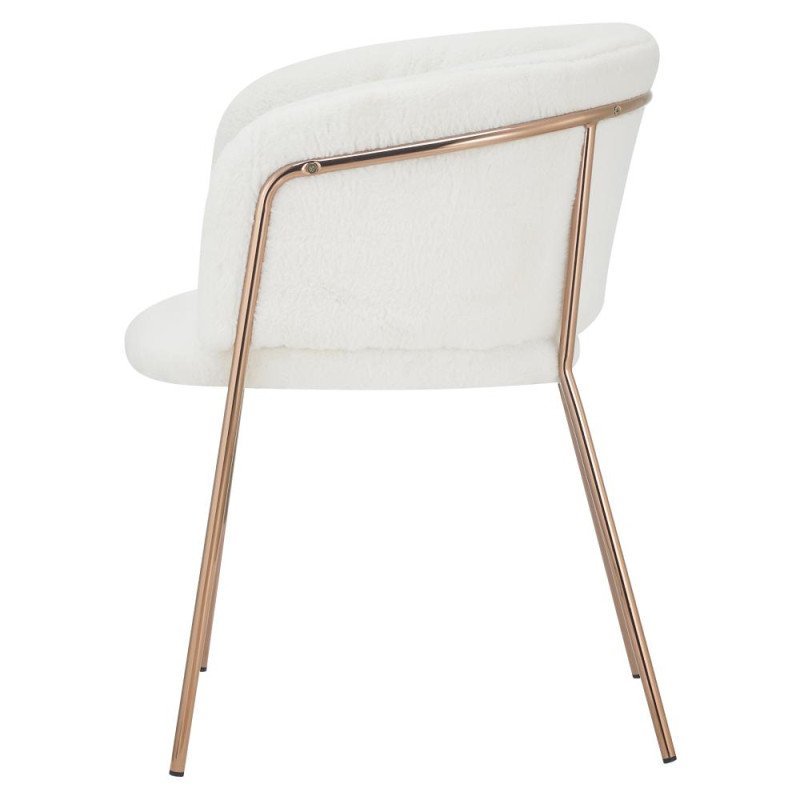 Kondela Dizajnové jedálenské kreslo, biela Ivory/rose gold chróm ružová, ADIMAR