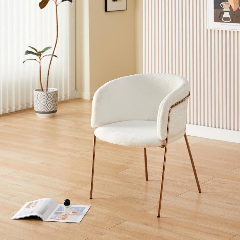 Kondela Dizajnové jedálenské kreslo, biela Ivory/rose gold chróm ružová, ADIMAR