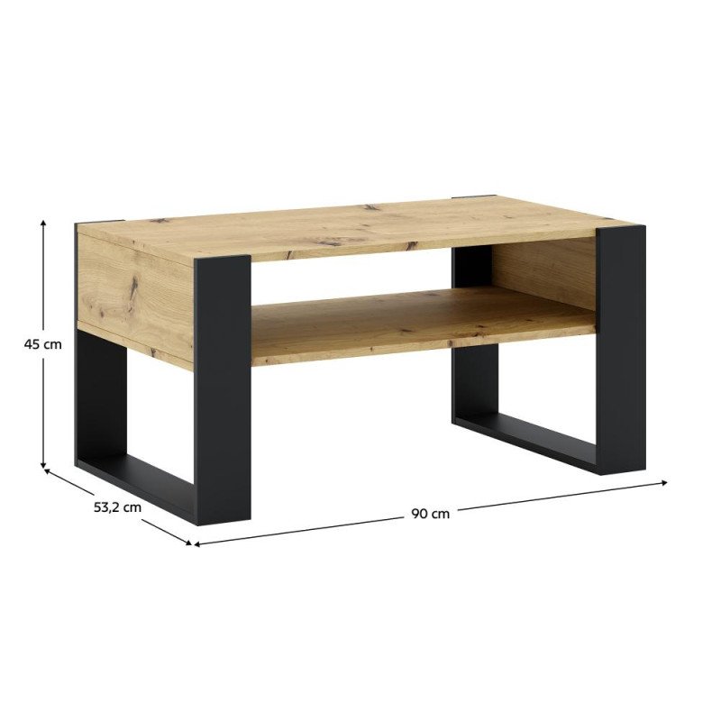 Kondela Konferenčný stolík, dub artisan/čierna, CARA 1