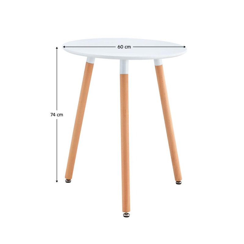 Kondela Jedálenský stôl, biela/buk, priemer 60 cm, ELCAN NEW TYP 1