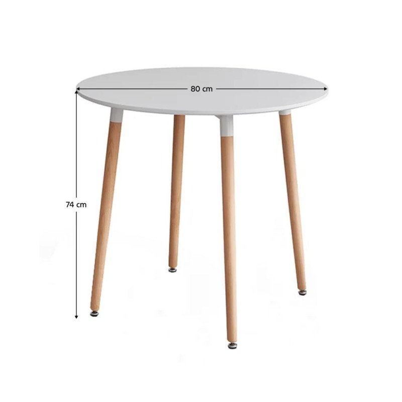 Kondela Jedálenský stôl, biela/buk, priemer 80 cm, ELCAN NEW TYP 2