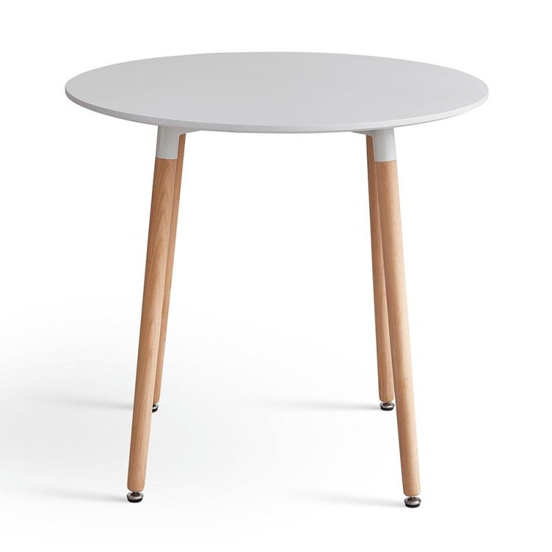 Kondela Jedálenský stôl, biela/buk, priemer 80 cm, ELCAN NEW TYP 2