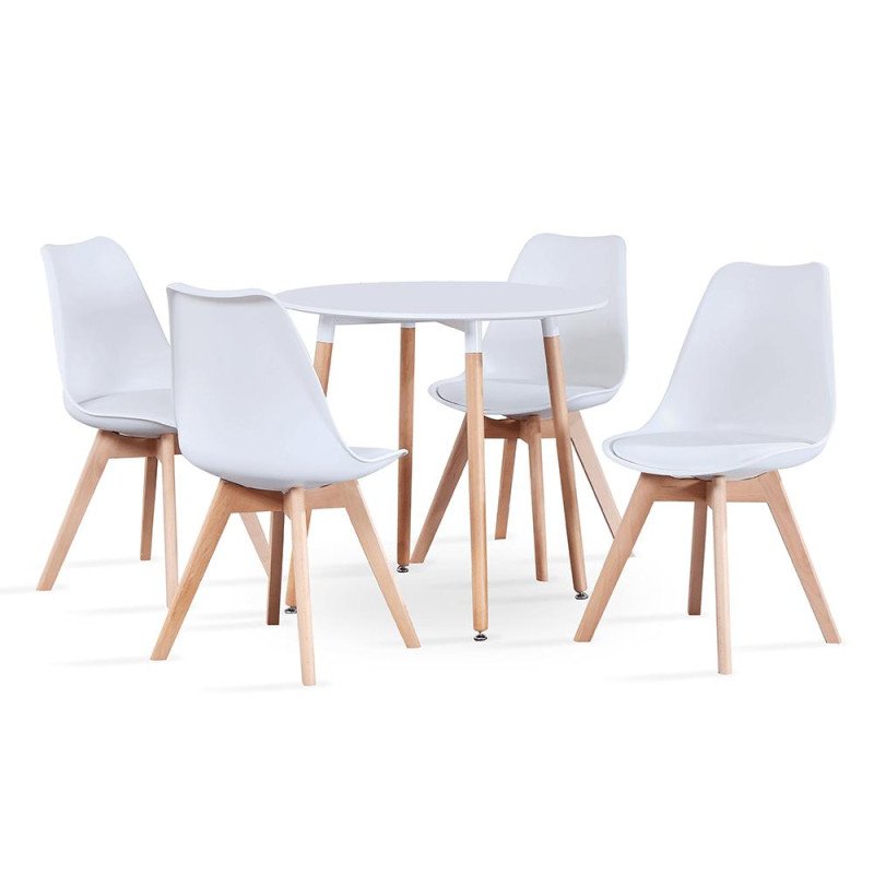 Kondela Jedálenský stôl, biela/buk, priemer 80 cm, ELCAN NEW TYP 2