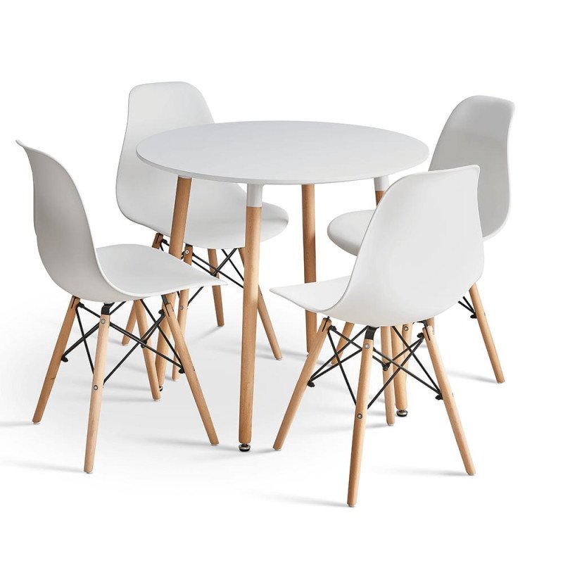 Kondela Jedálenský stôl, biela/buk, priemer 80 cm, ELCAN NEW TYP 2