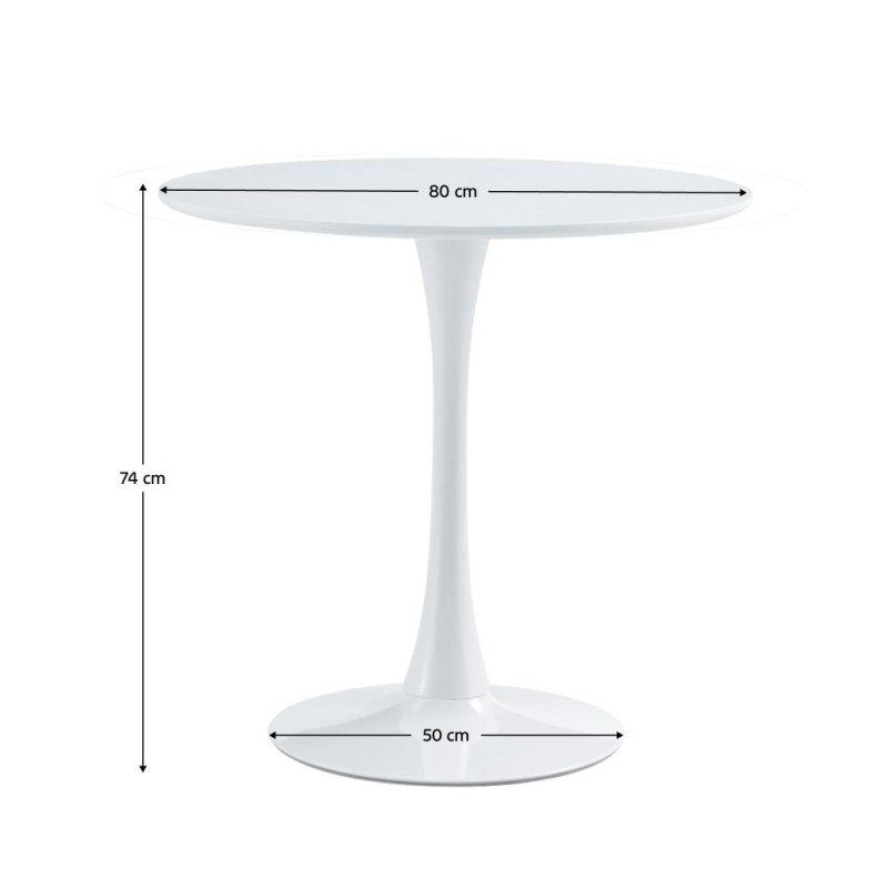 Kondela Jedálenský stôl, okrúhly, biela matná, priemer 80 cm, REVENTON NEW