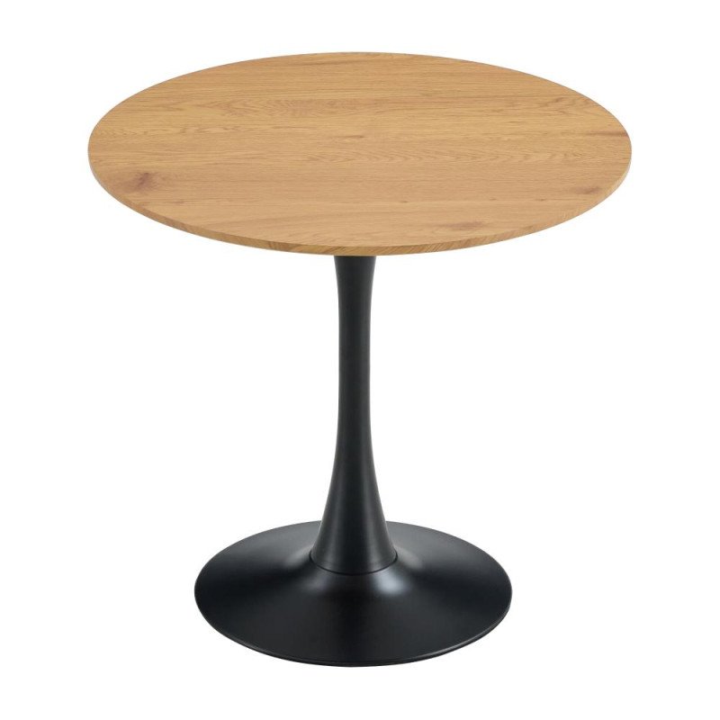 Kondela Jedálenský stôl, okrúhly, dub/čierna, priemer 80 cm, REVENTON NEW
