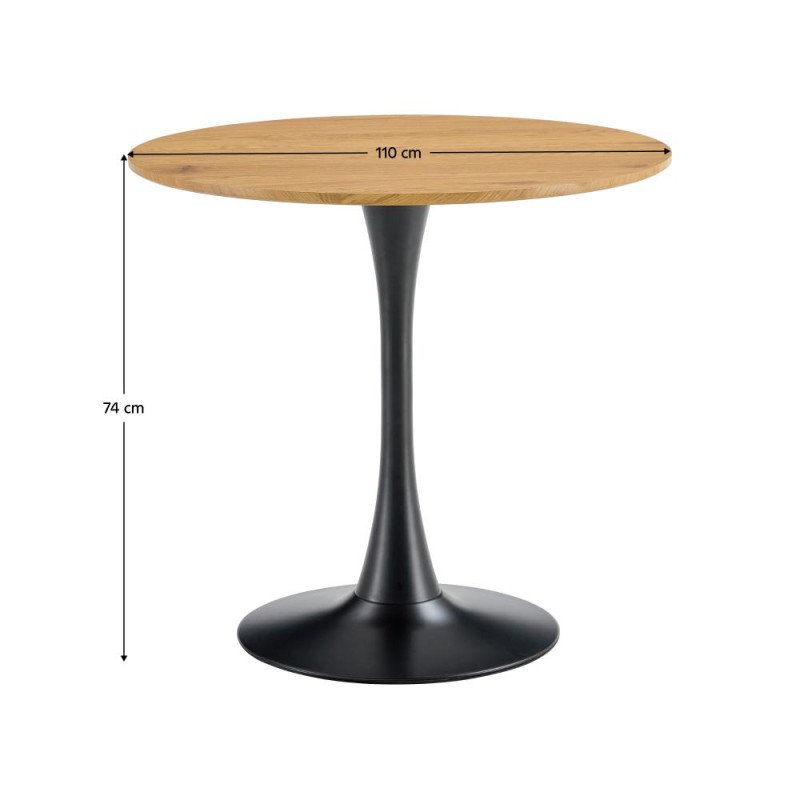 Kondela Jedálenský stôl, okrúhly, dub/čierna, priemer 110 cm, REVENTON NEW