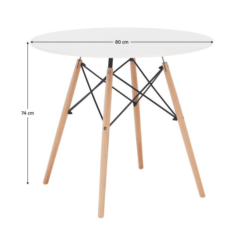 Kondela Jedálenský stôl,  biela/buk, priemer 80 cm, GAMIN 2 NEW 80 Kondela Jedálenský stôl,  biela/buk, priemer 80 cm, GAMIN 2 NEW 80