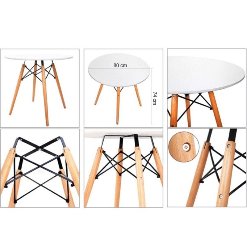 Kondela Jedálenský stôl,  biela/buk, priemer 80 cm, GAMIN 2 NEW 80 Kondela Jedálenský stôl,  biela/buk, priemer 80 cm, GAMIN 2 NEW 80