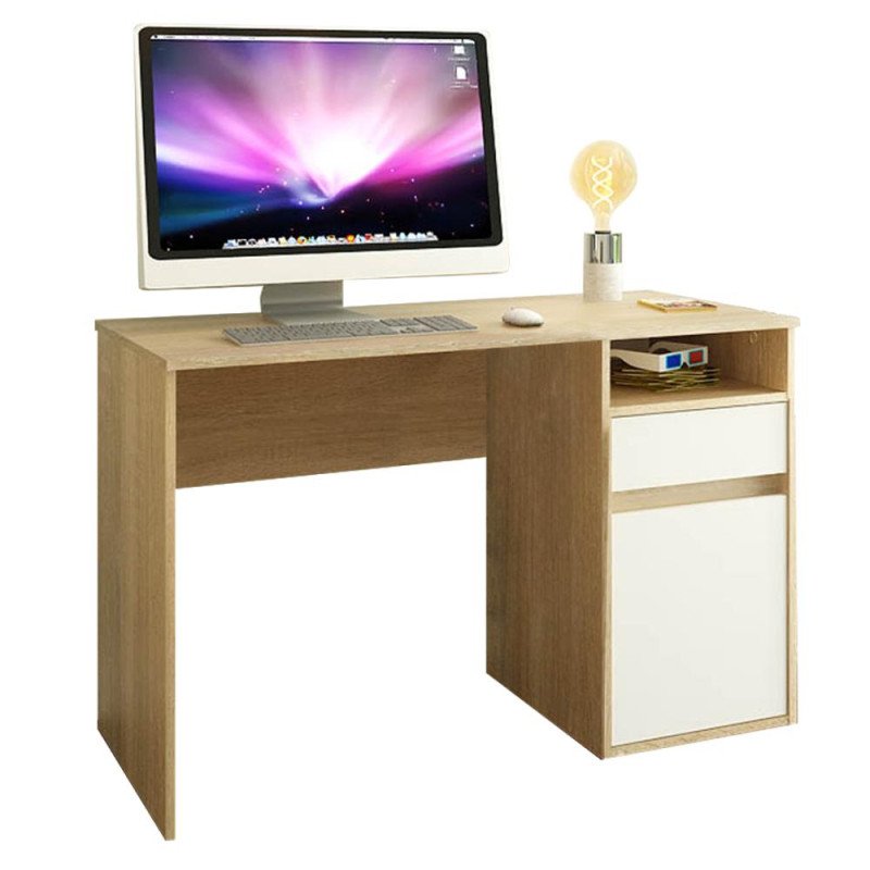 Kondela PC stôl, dub sonoma/biela, BILI NEW