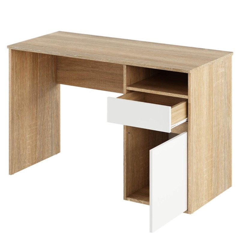 Kondela PC stôl, dub sonoma/biela, BILI NEW