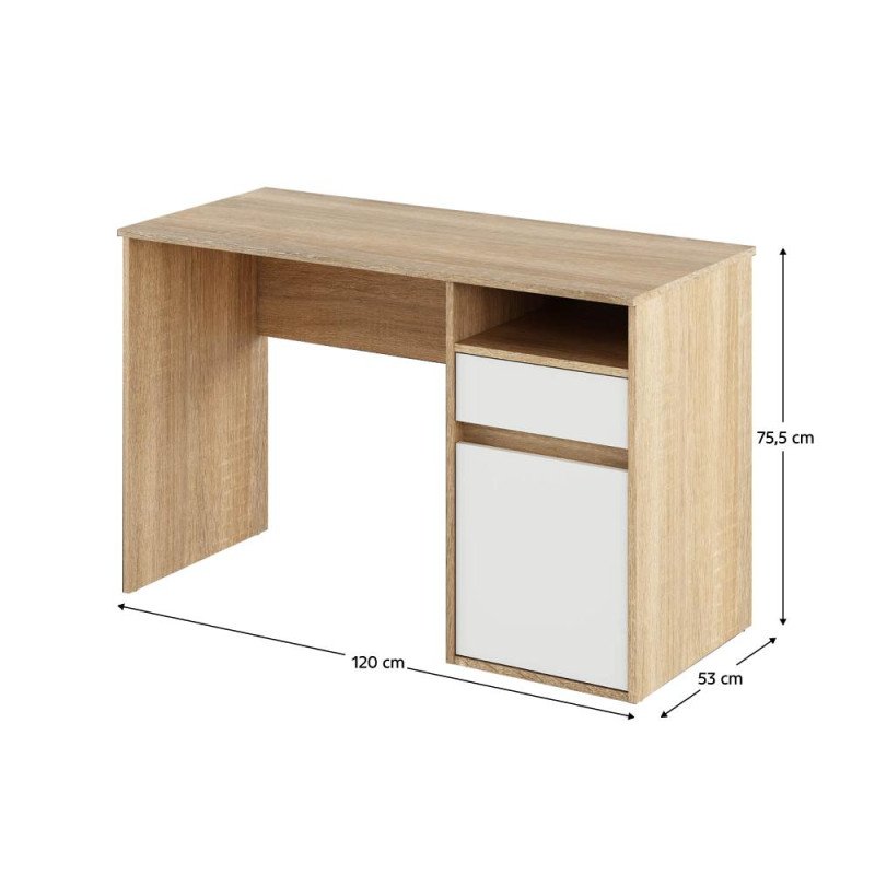 Kondela PC stôl, dub sonoma/biela, BILI NEW