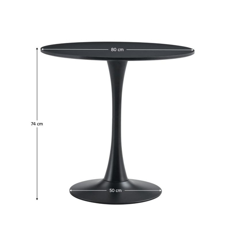 Kondela Jedálenský stôl, okrúhly, čierna, priemer 80 cm, REVENTON NEW