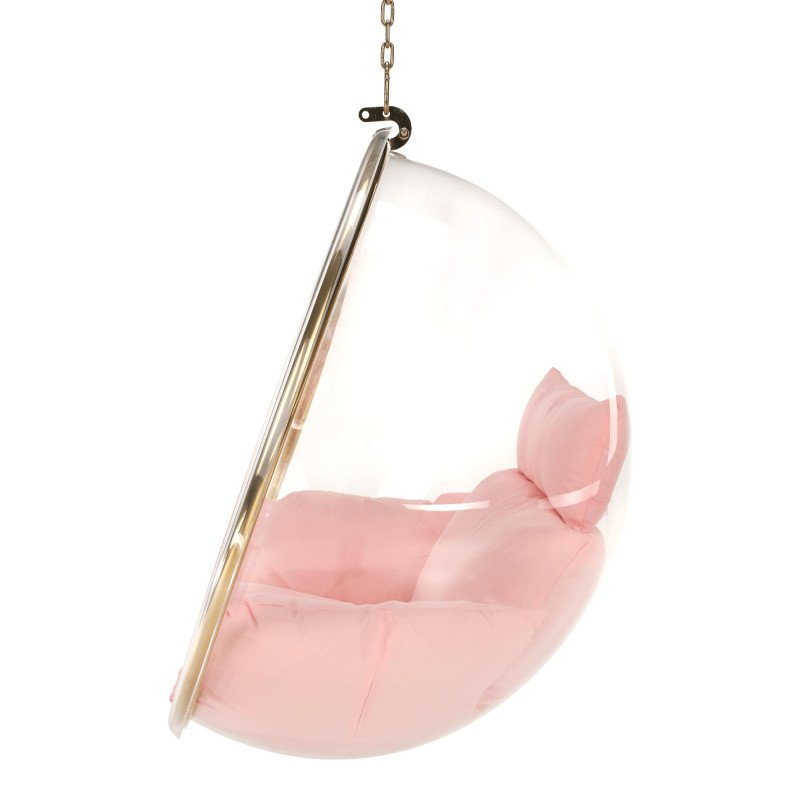 Kondela Závesné kreslo, transparentná/zlatá/ružová, BUBBLE NEW TYP 1