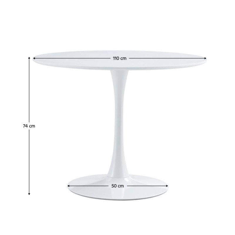 Kondela Jedálenský stôl, okrúhly, biela matná, priemer 110 cm, REVENTON NEW