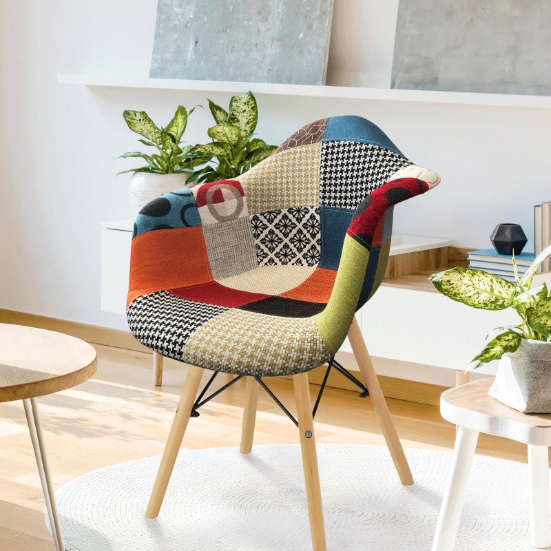 Kondela Kreslo, patchwork/buk, TOBO 4 NEW