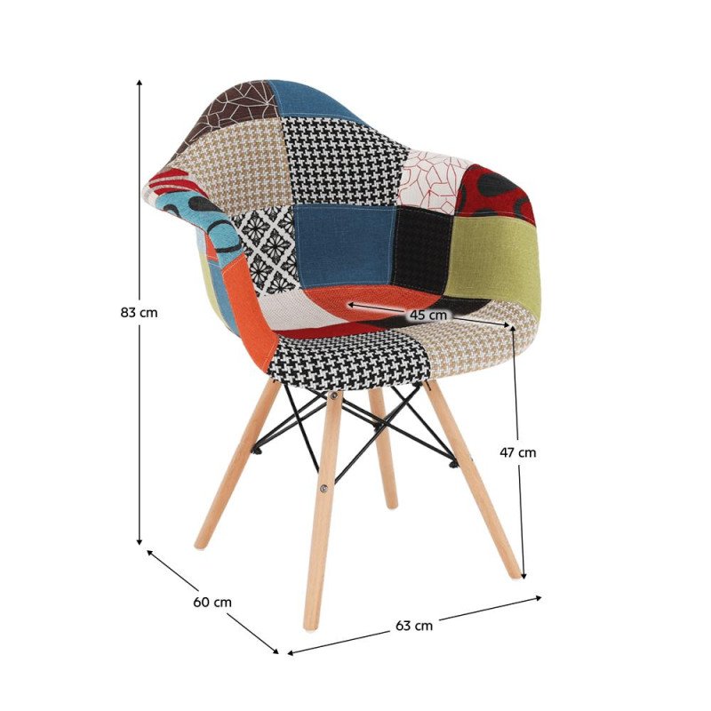 Kondela Kreslo, patchwork/buk, TOBO 4 NEW