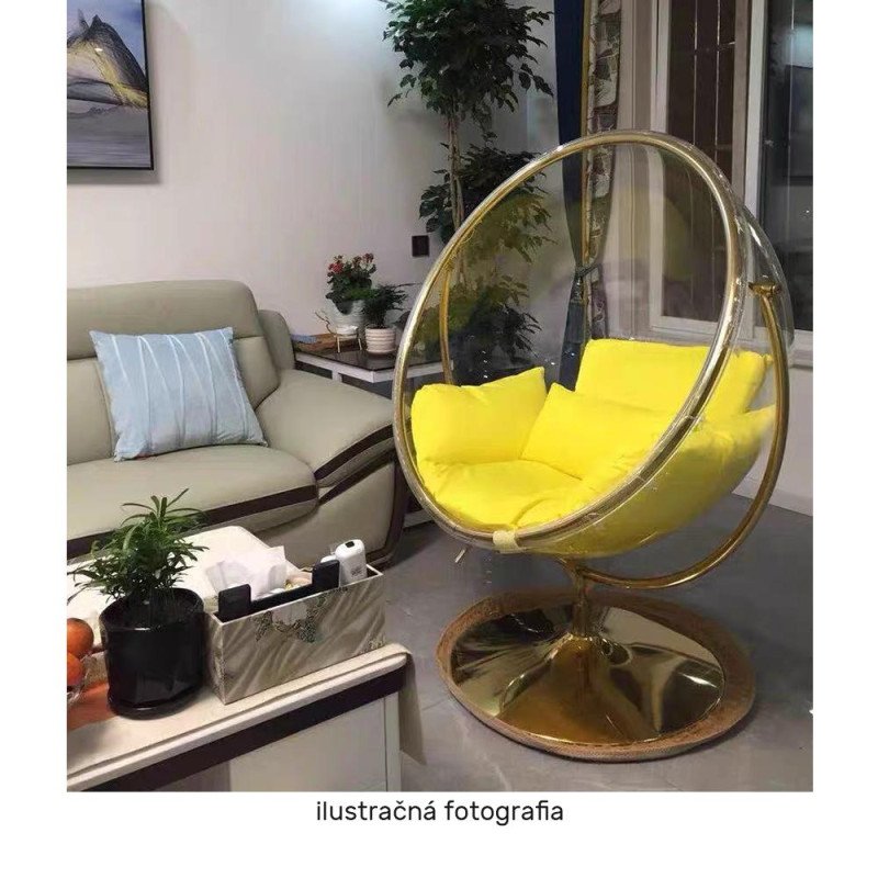 Kondela Závesné kreslo so stojanom, transparentná/strieborná/sivá, BUBBLE NEW TYP 2