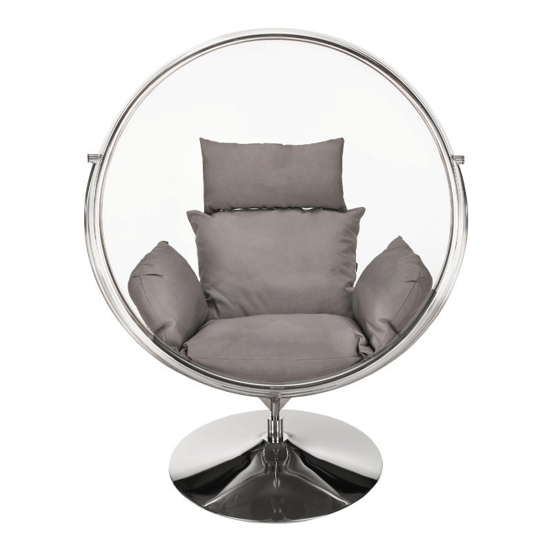 Kondela Závesné kreslo so stojanom, transparentná/strieborná/sivá, BUBBLE NEW TYP 2