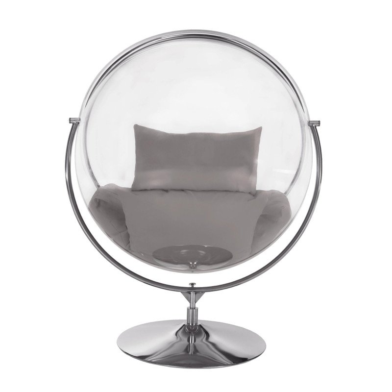 Kondela Závesné kreslo so stojanom, transparentná/strieborná/sivá, BUBBLE NEW TYP 2