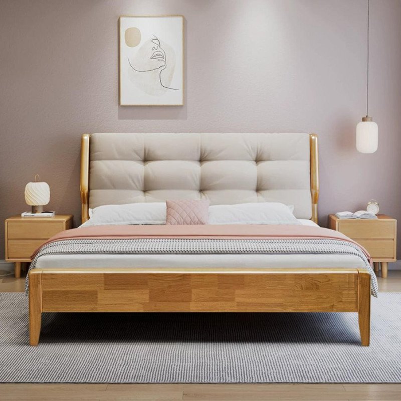 Kondela Manželská posteľ, 160x200, masívne drevo, prírodná, FLORENCIA