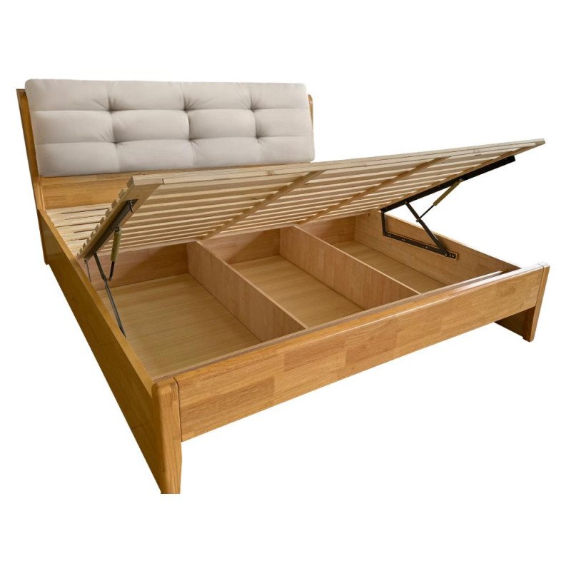 Kondela Manželská posteľ, 160x200, masívne drevo, prírodná, FLORENCIA