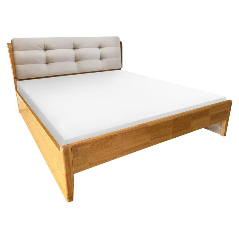 Kondela Manželská posteľ, 160x200, masívne drevo, prírodná, FLORENCIA