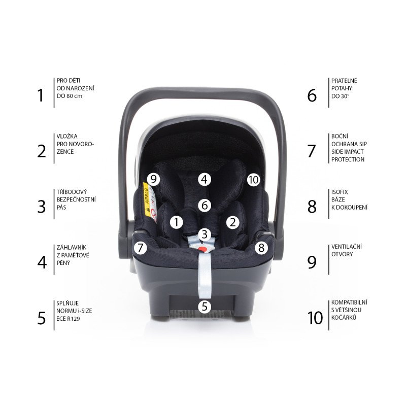 Set kočík Quest+ korba+ adaptéry+ autosedačka, Vulcan Black/Silver