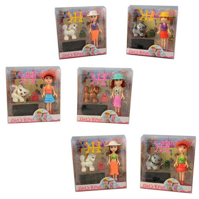 Panenka se zvířátkem 12cm mini herní set s mazlíčkem a doplňky 6 druhů