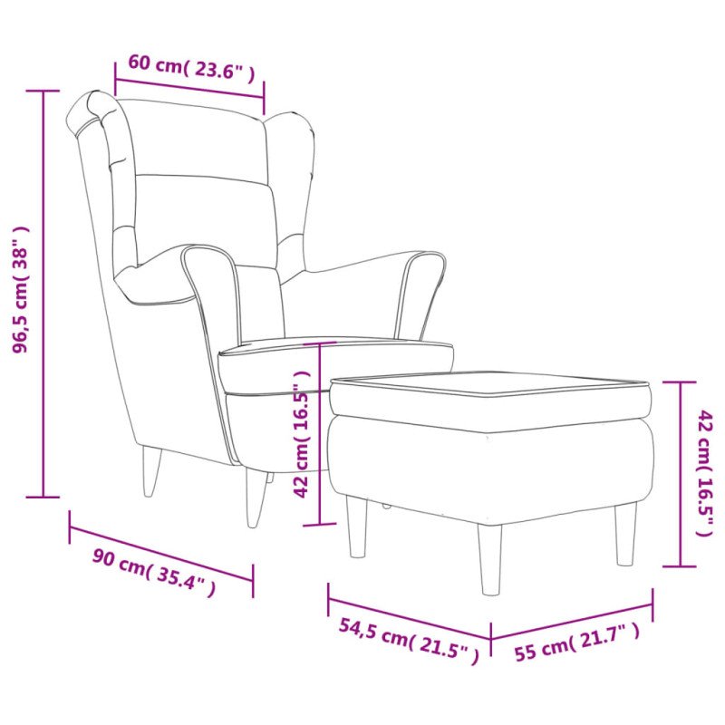 vidaXL Kreslo wingback s podnožkou tmavozelené zamatové