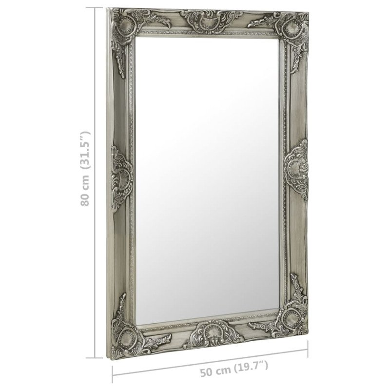 vidaXL Nástenné zrkadlo v barokovom štýle 50x80 cm strieborné