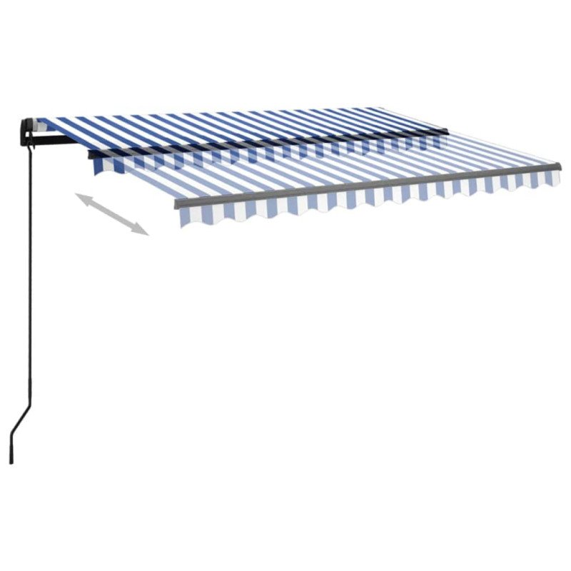 vidaXL Ručne zaťahovacia markíza s LED 3,5x2,5 m modro-biela